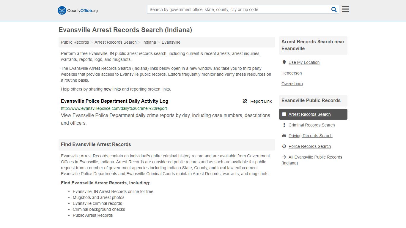 Arrest Records Search - Evansville, IN (Arrests & Mugshots)